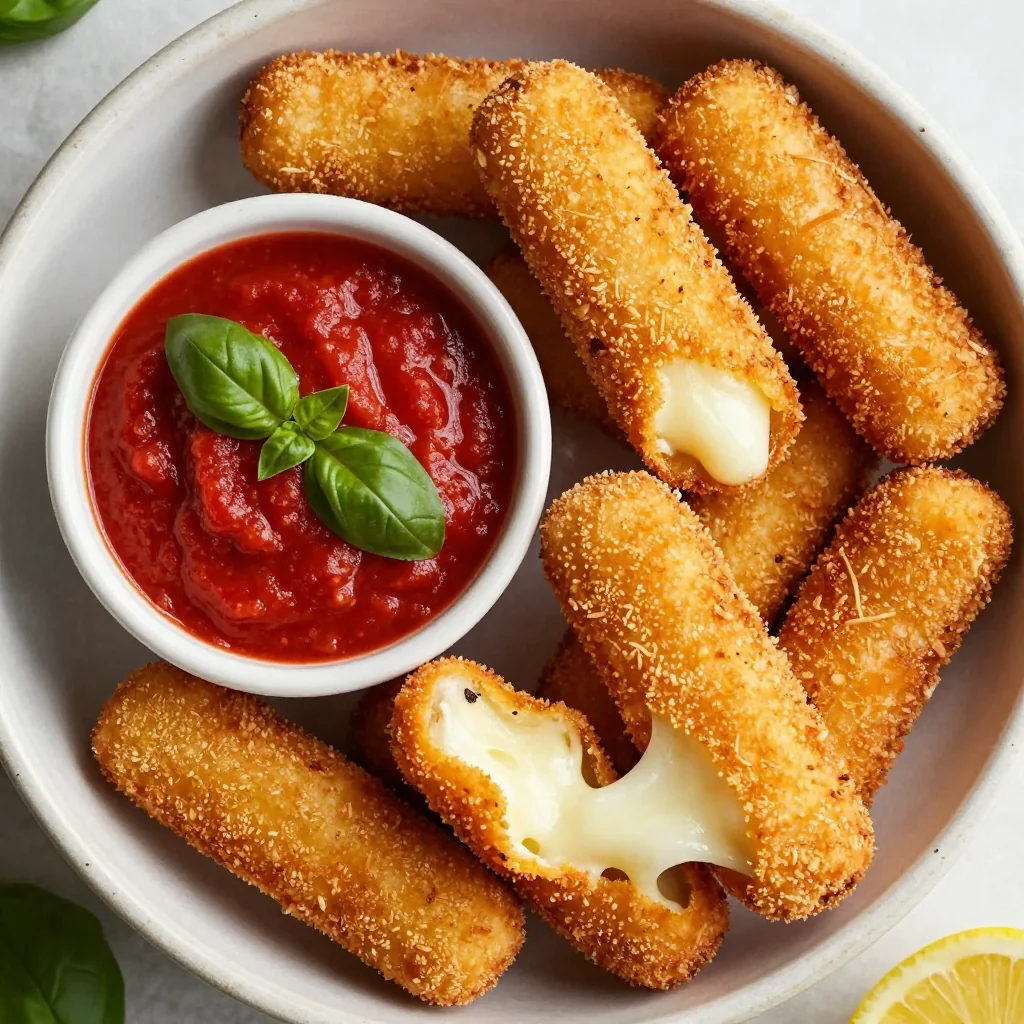 NFL Playoff Mozzarella Sticks with Marinara Dipping Sauce