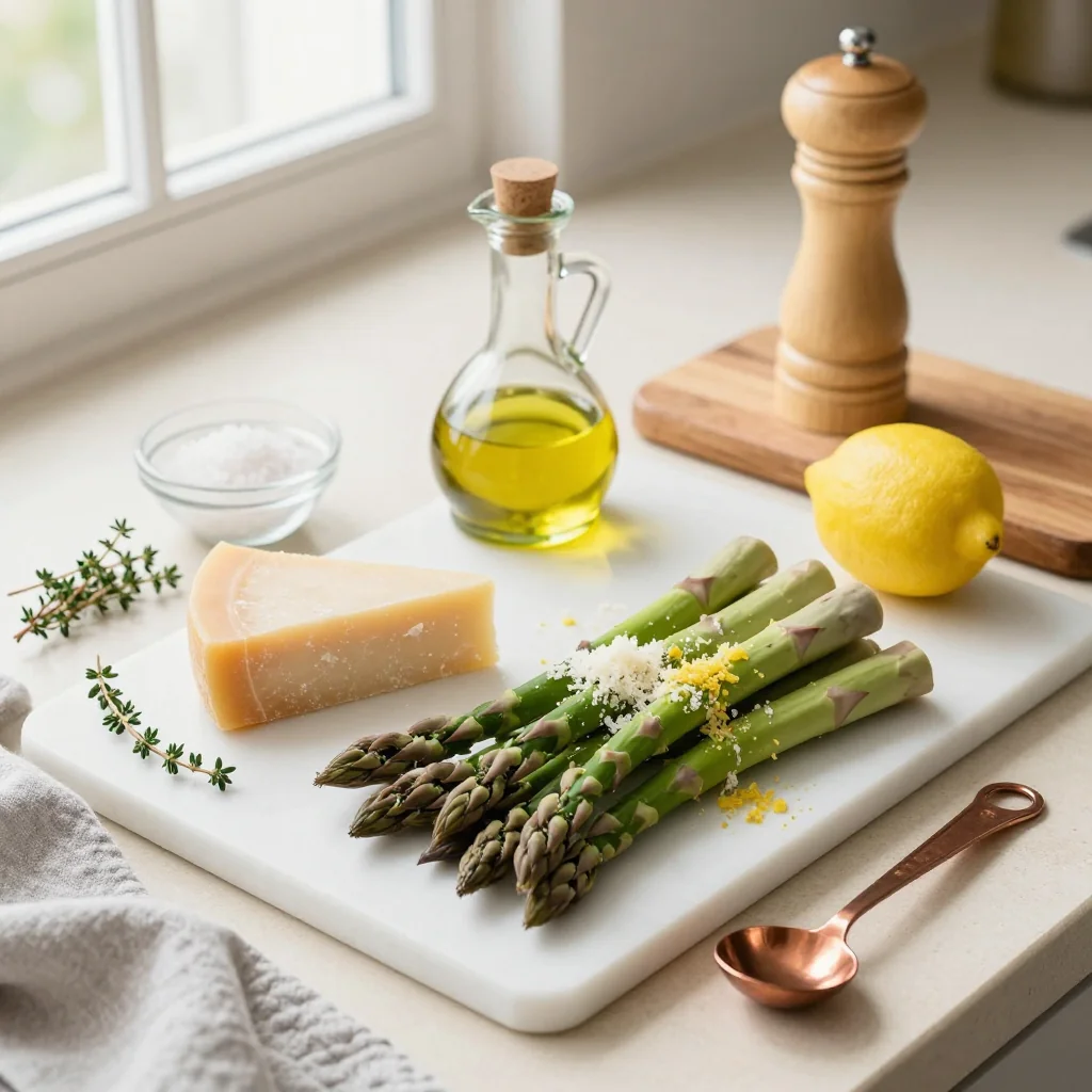 All ingredients for Asparagus with Parmesan and Lemon Zest