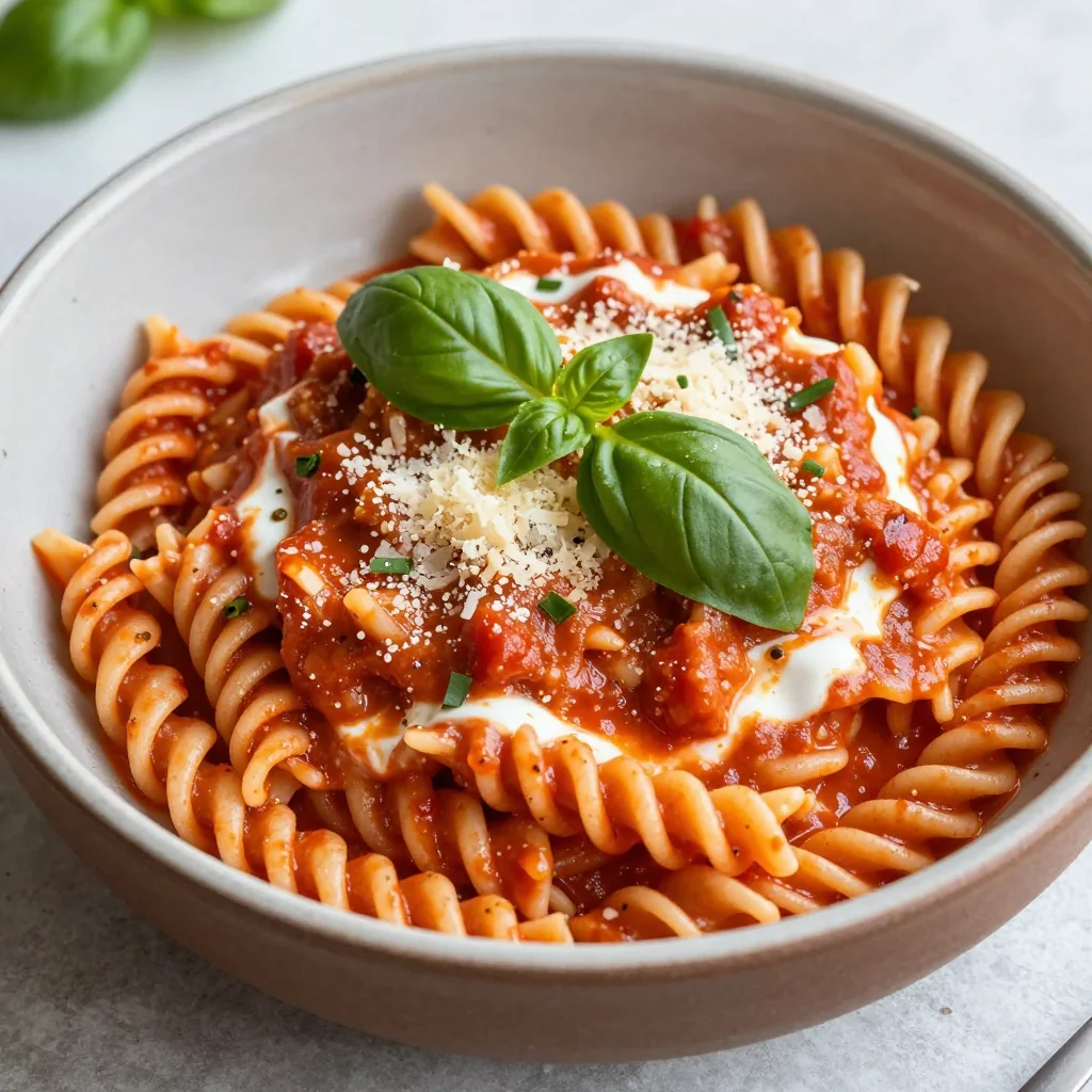 Low Calorie Creamy Tomato Basil Pasta for Dinner