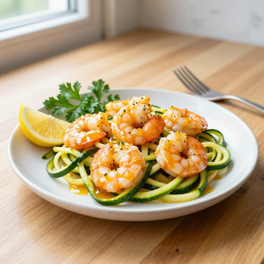 Lemon Garlic Butter Shrimp with Zucchini Noodles