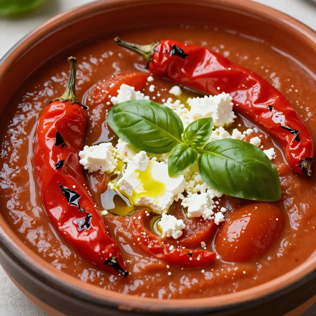 Creamy Roasted Red Pepper and Tomato Soup with Feta