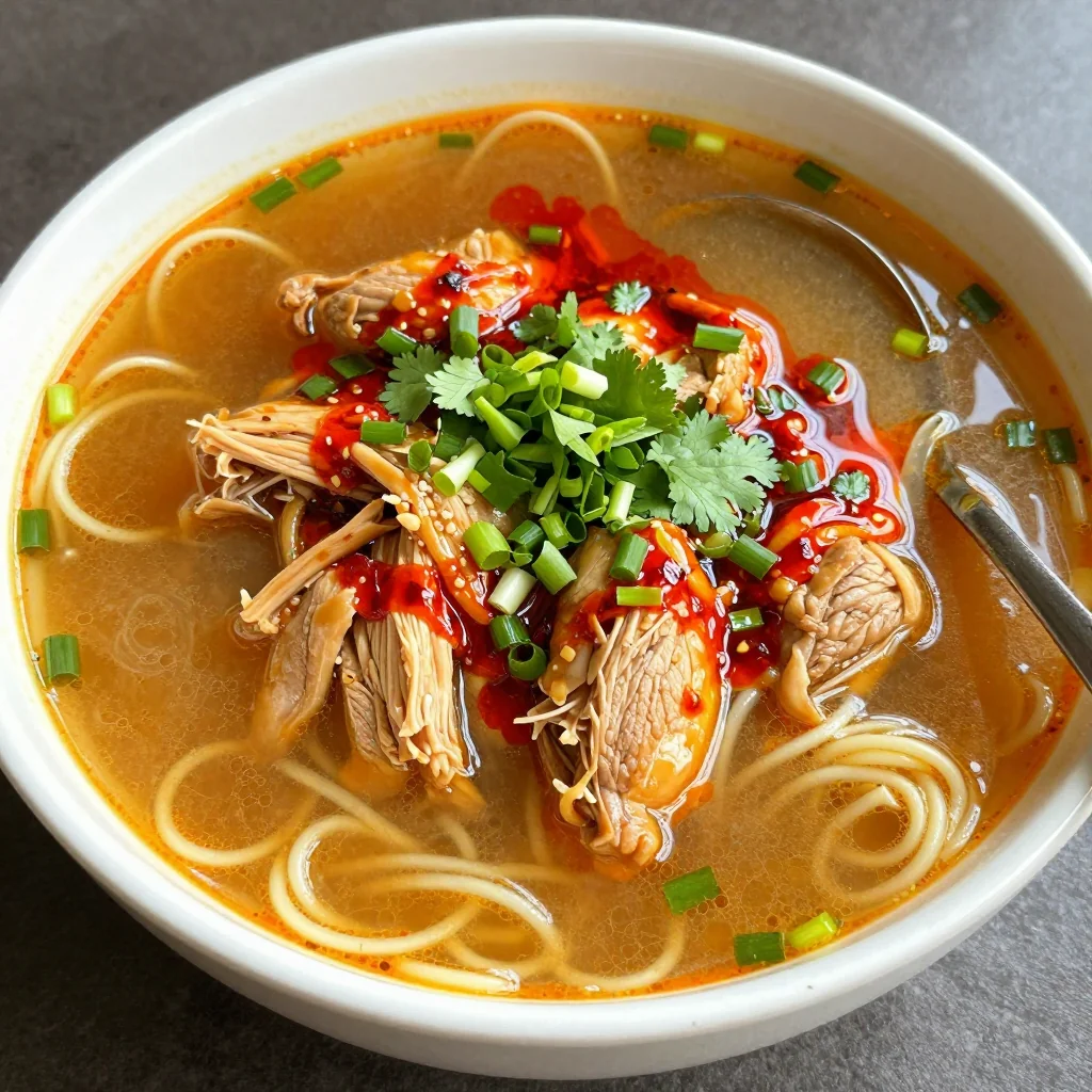 Spicy Ginger Chicken Noodle Soup for Lunch
