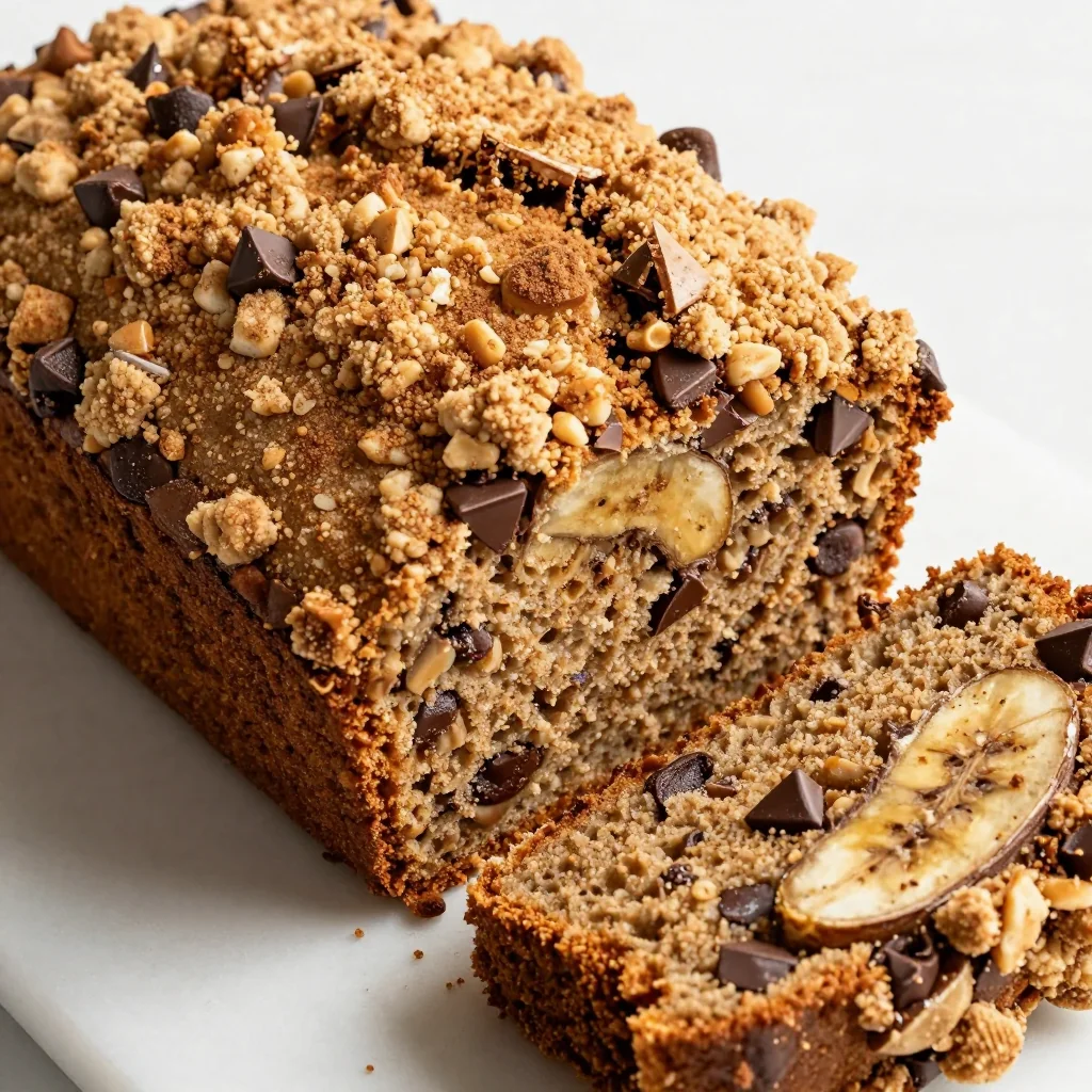 Warm Chocolate Chip Banana Bread With A Streusel Topping