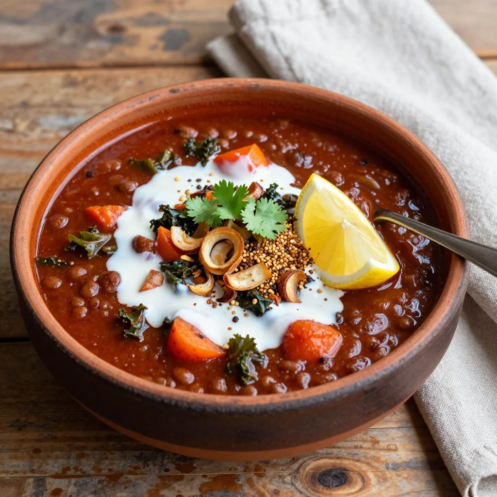 Warm And Spicy Vegan Lentil Stew For A Cold Day
