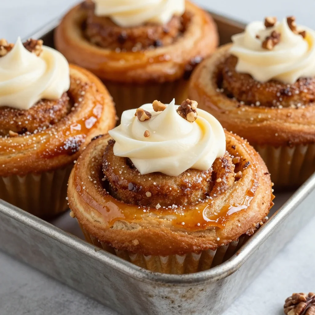 Warm Cinnamon Roll Muffins That are Swirled with Cream Cheese Frosting