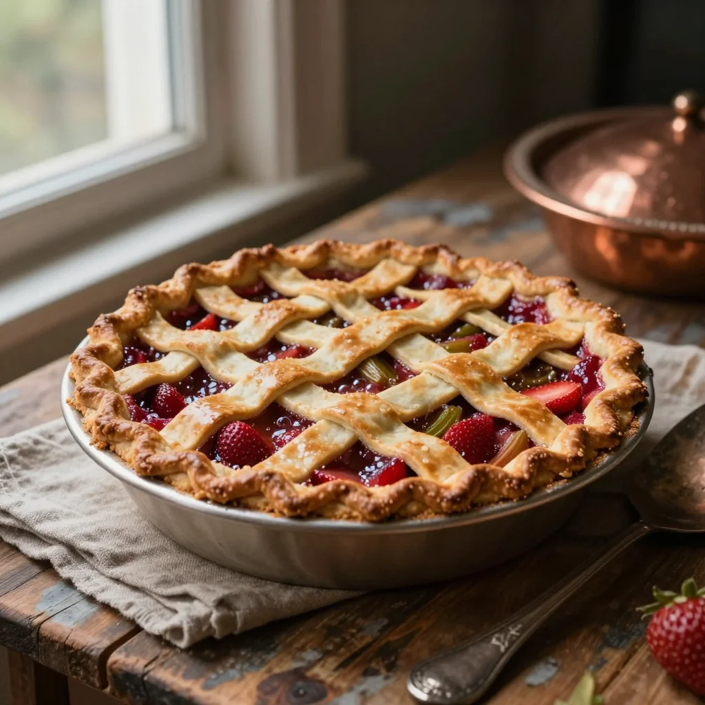 Strawberry Rhubarb Pie with Lattice Top