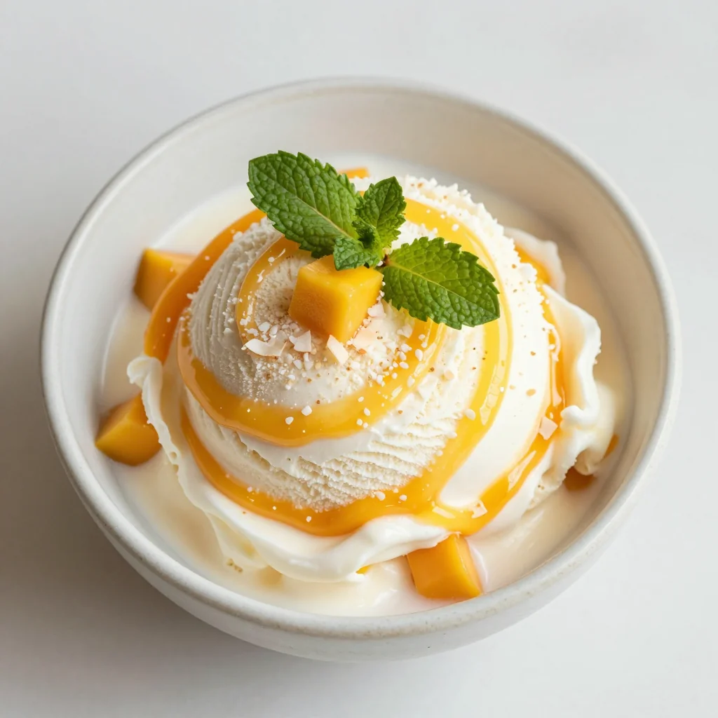 Vegan Coconut Ice Cream With Mango Swirl