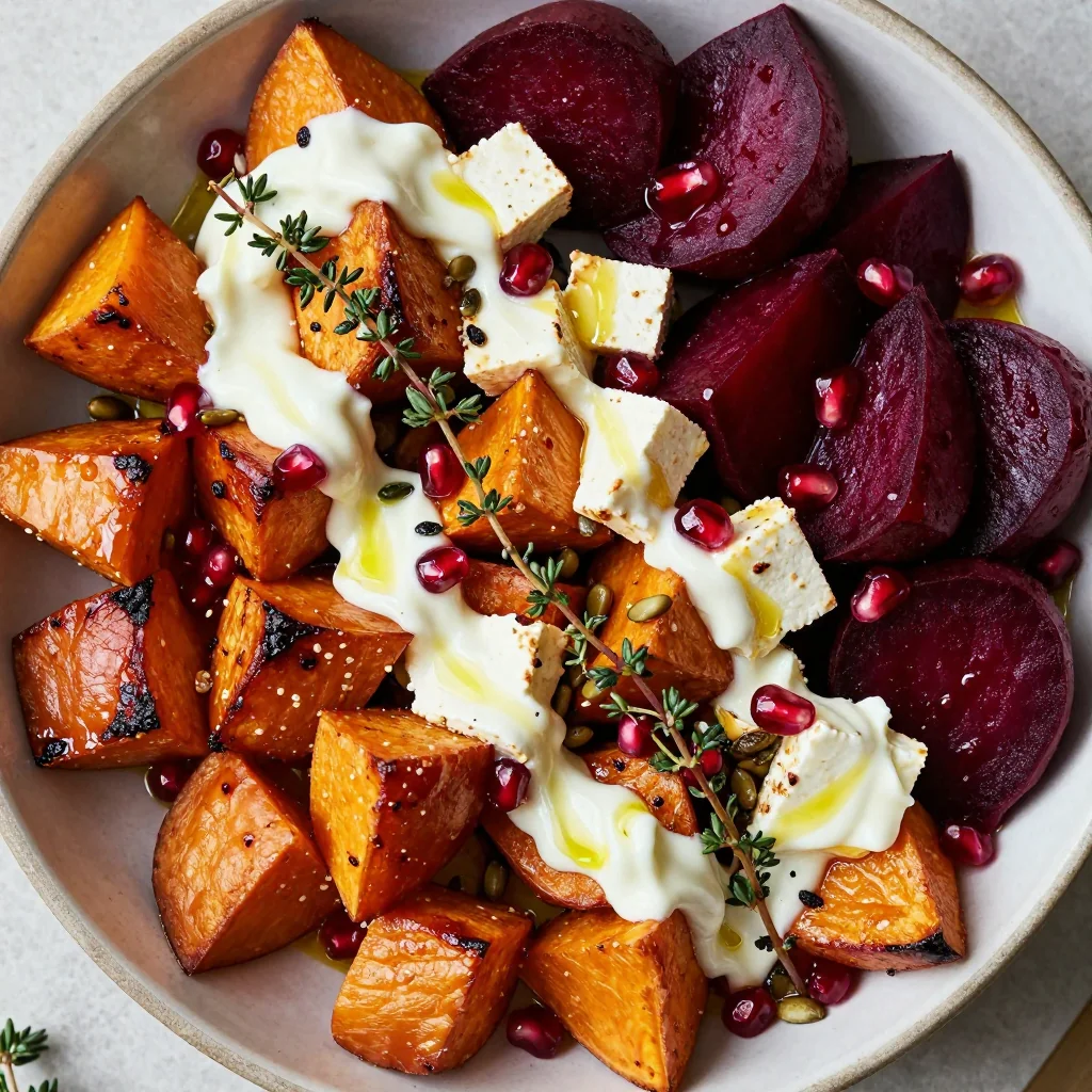 lemon garlic roasted sweet potato and beet salad for winter families