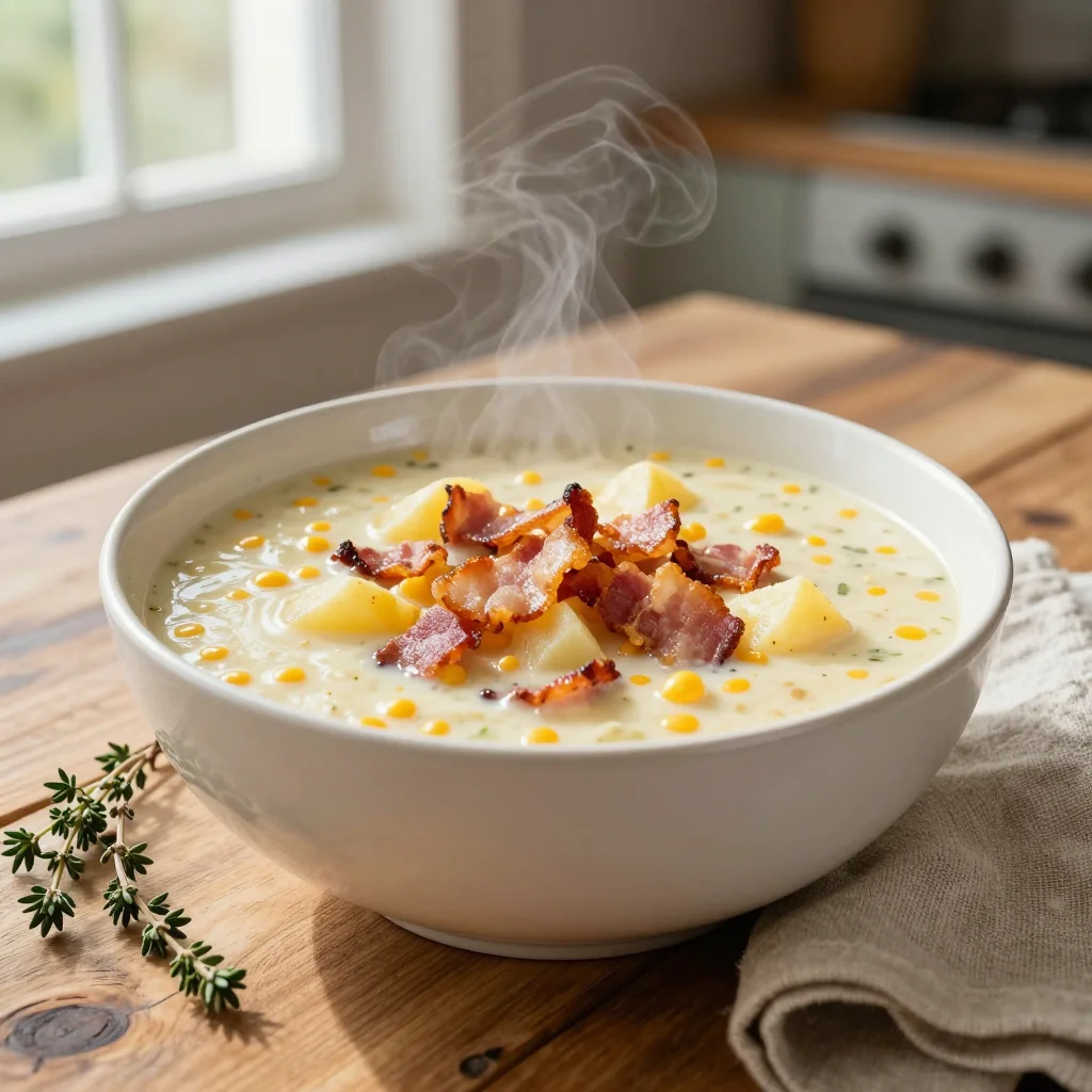 Corn Chowder with Bacon and Potatoes