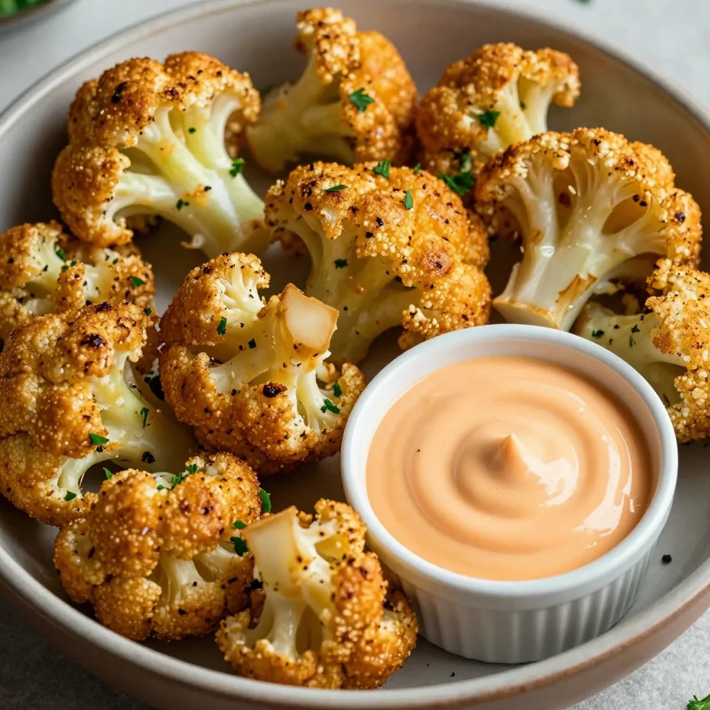 Crispy Air Fryer Cauliflower with Buffalo Sauce Dip