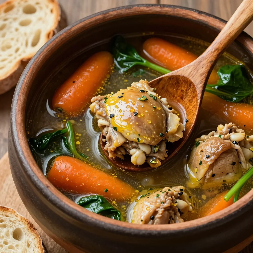 comforting onepot chicken and carrot stew with spinach for cold days