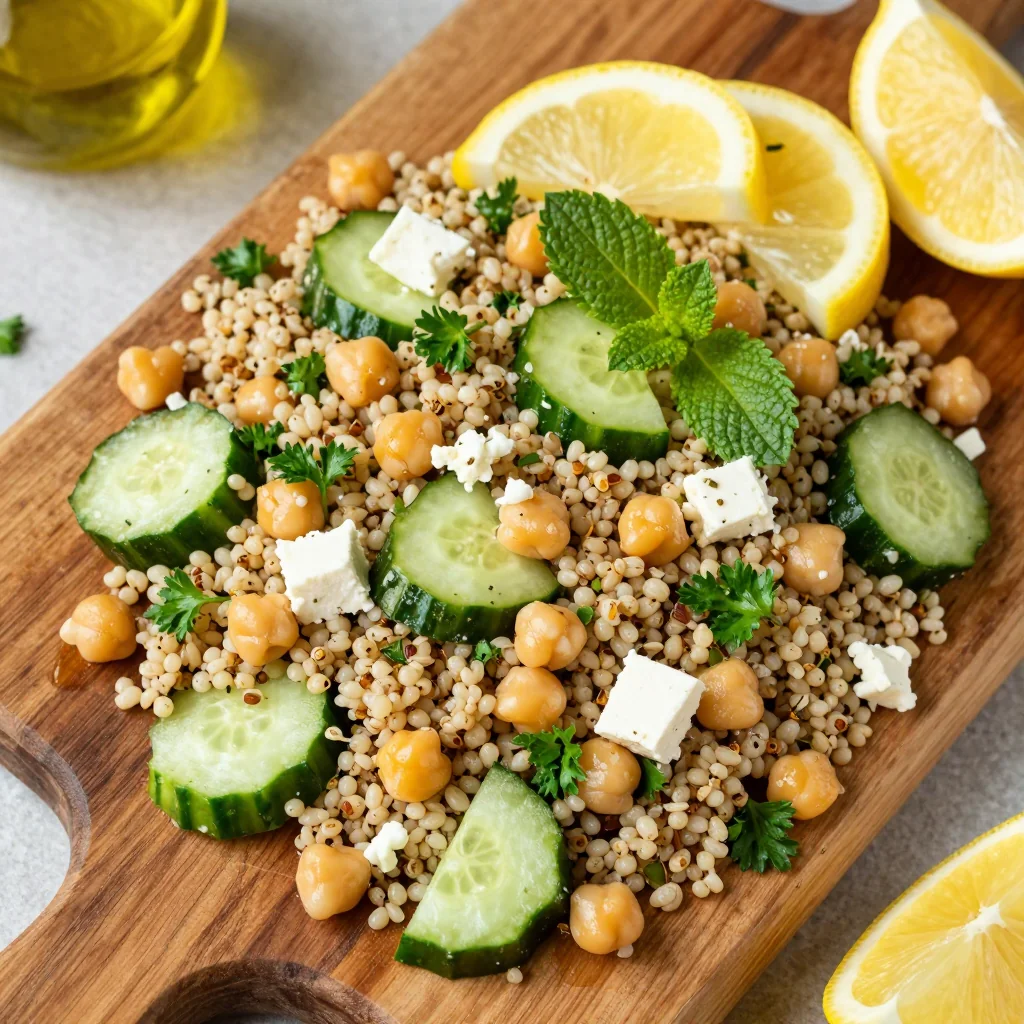 Lemon Herb Quinoa Salad With Chickpeas And Cucumber