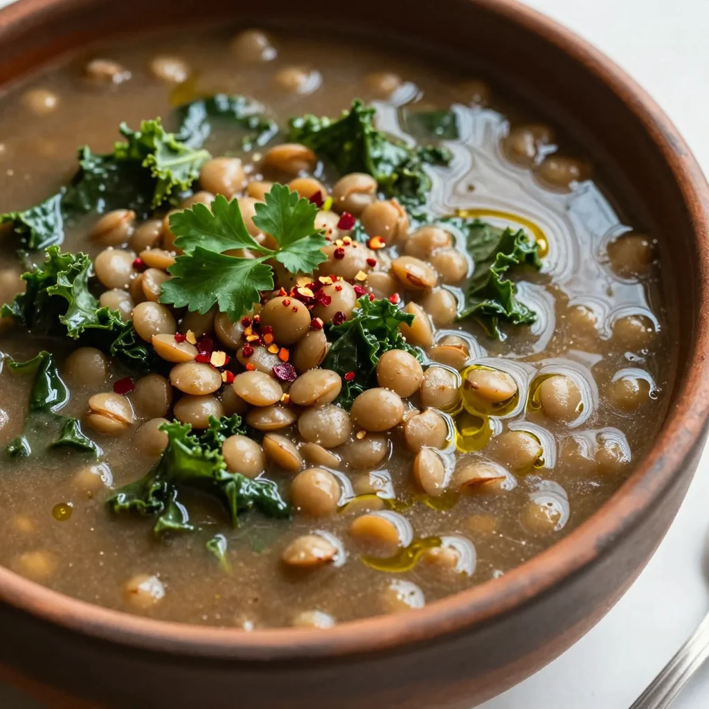 High Protein Lentil and Kale Stew for Winter Nights