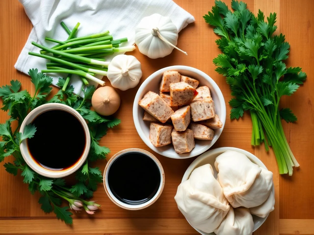 Ingredients for Cha Siu Bao Barbecue Pork Buns