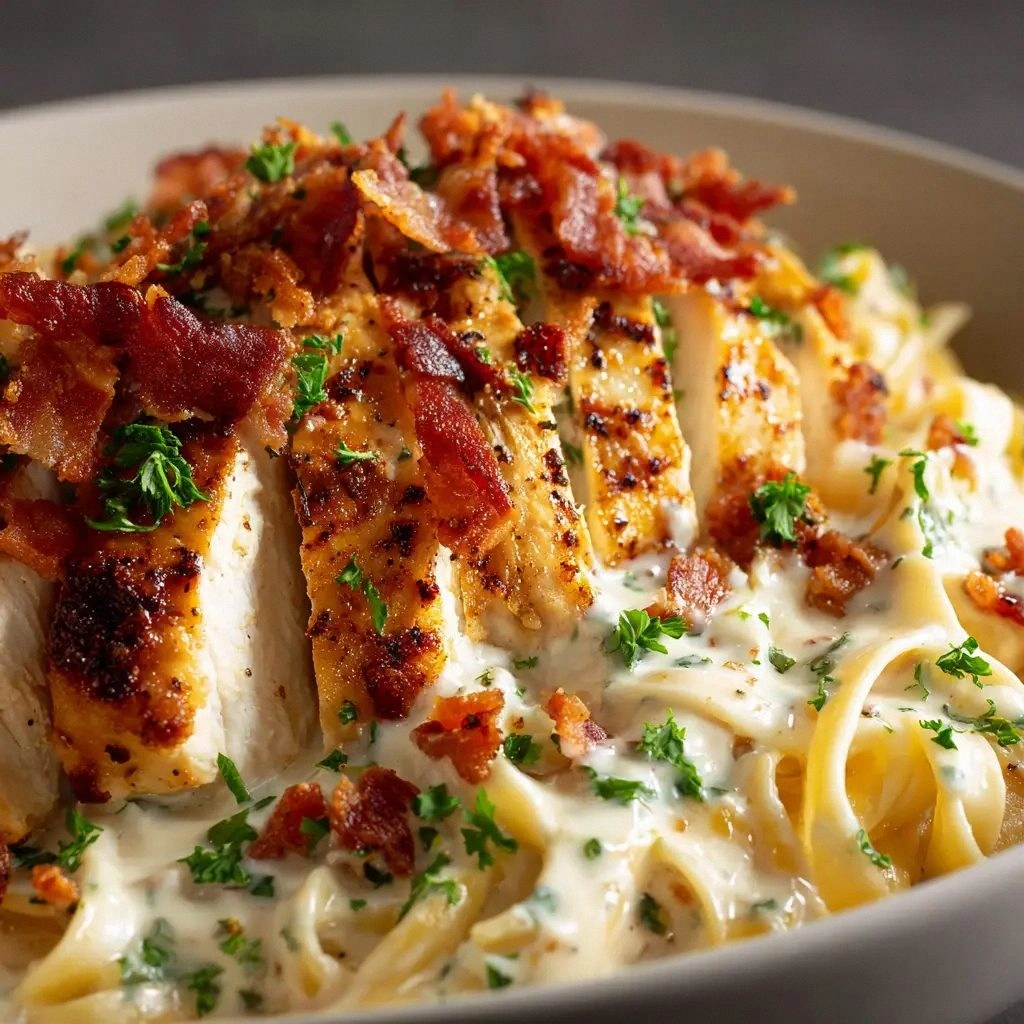 Cheddar Bacon Chicken Alfredo: