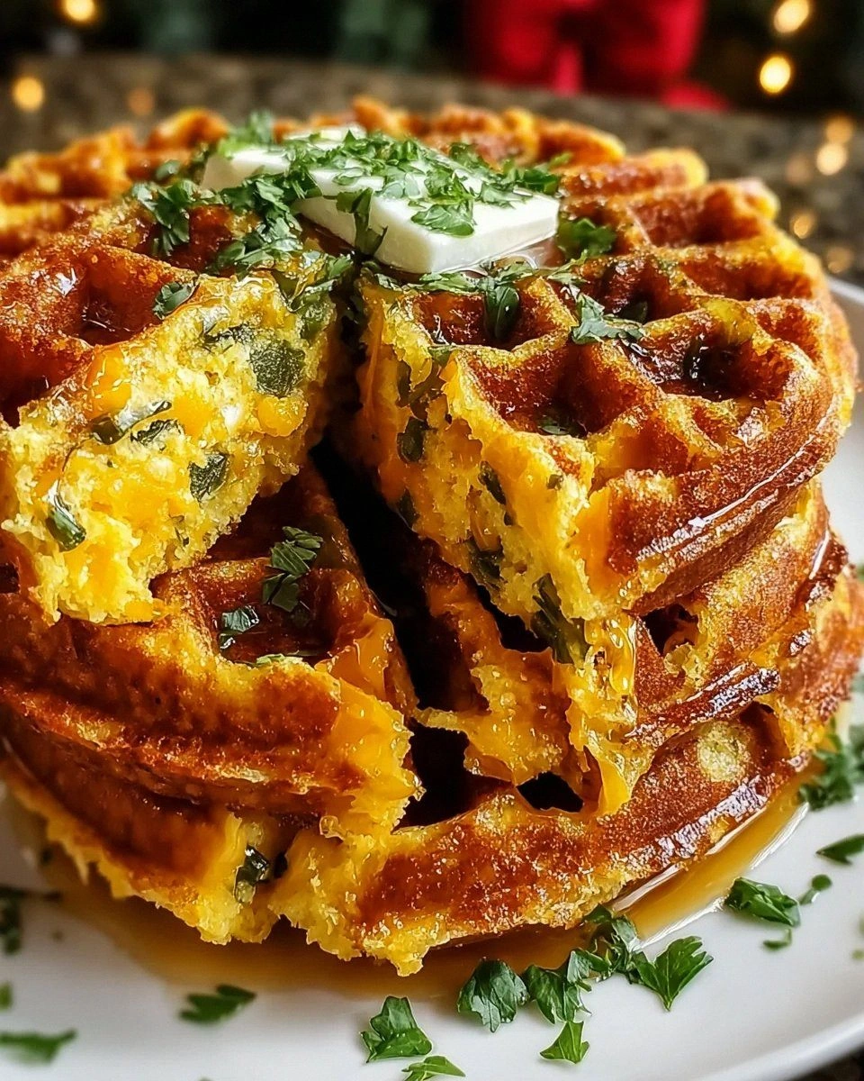 Cheddar Jalapeño Cornbread Waffles
