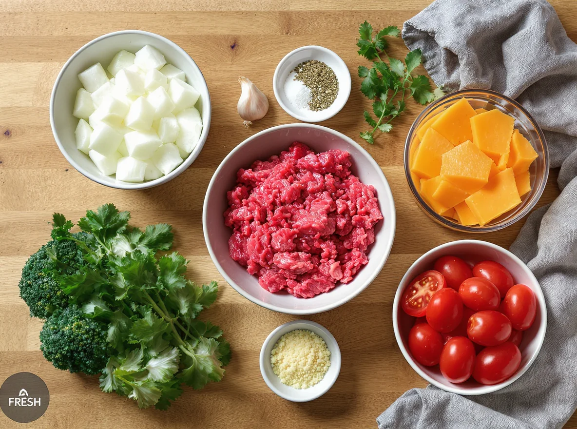 Ingredients for Cheeseburger Skillet