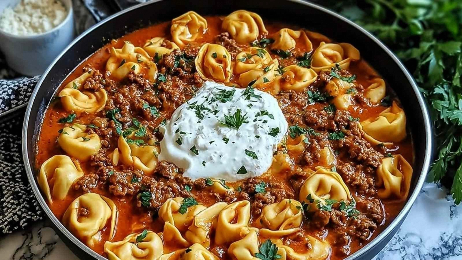 Cheesy Beef Enchilada Tortelli