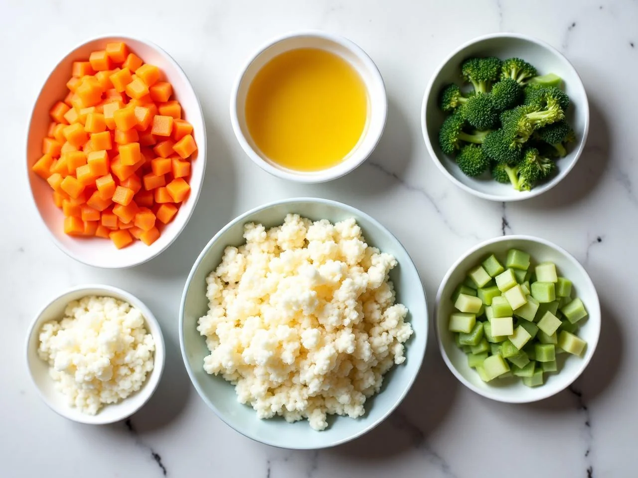 Ingredients for Cheesy Cauliflower Rice