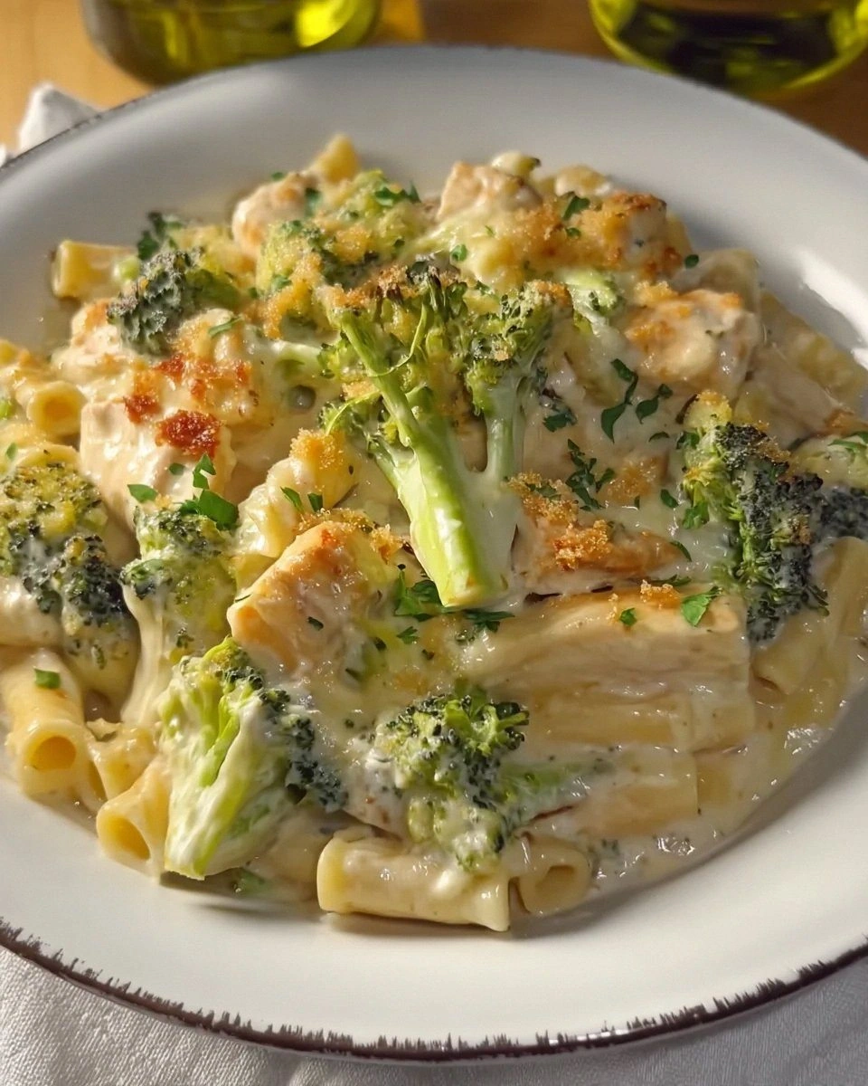 Cheesy Chicken Alfredo Broccoli Bake
