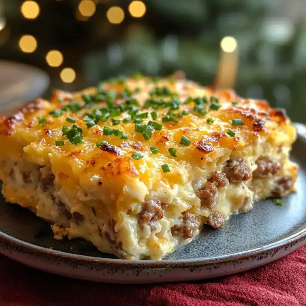 Cheesy Comfort in Every Bite: Sausage, Egg, and Cream Cheese Hashbrown Casserole Recipe