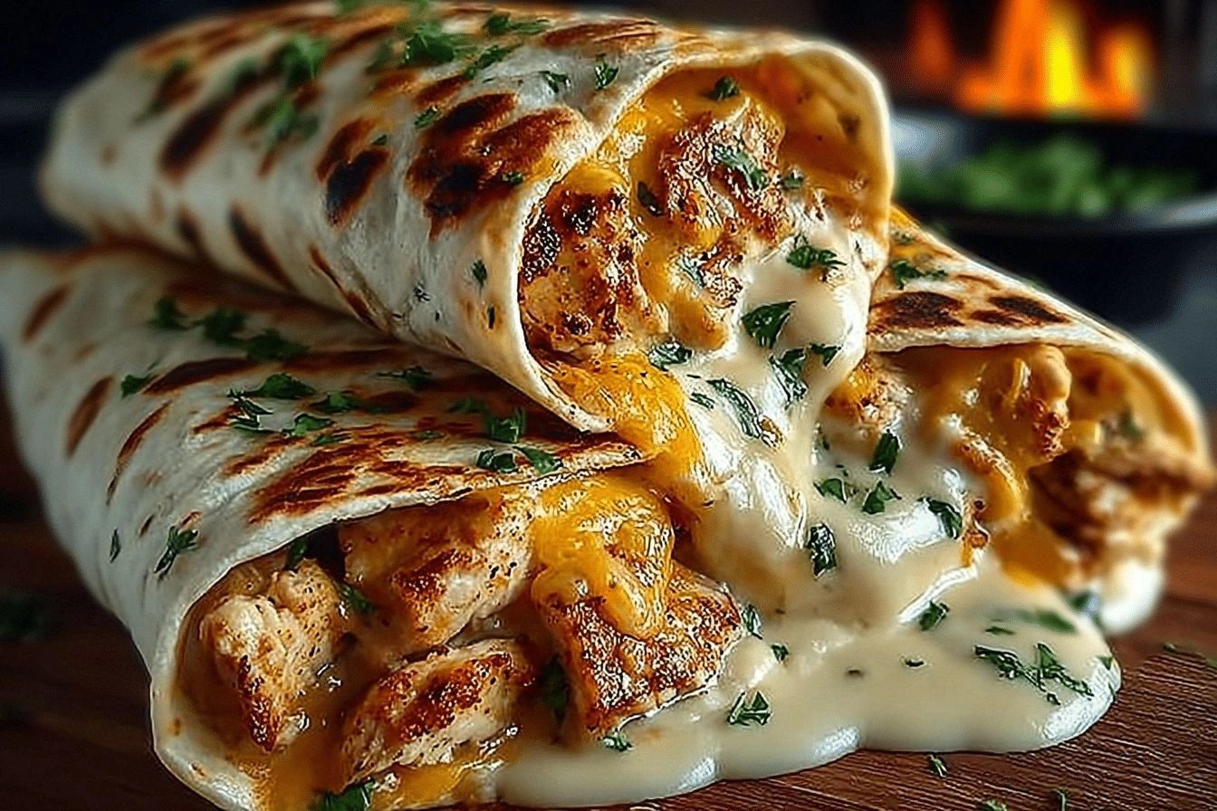 Cheesy Garlic Chicken Wraps Ma