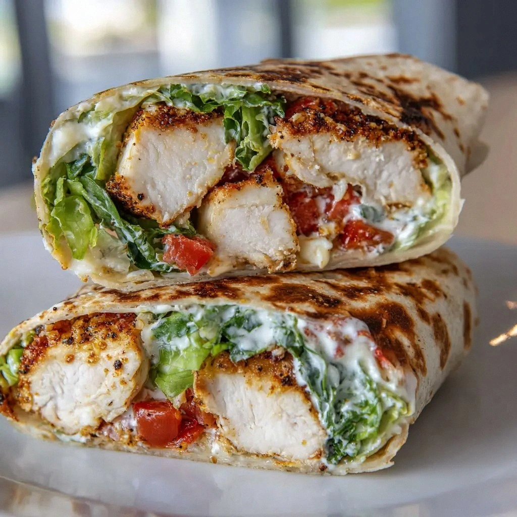 Cheesy Garlic Chicken Wraps