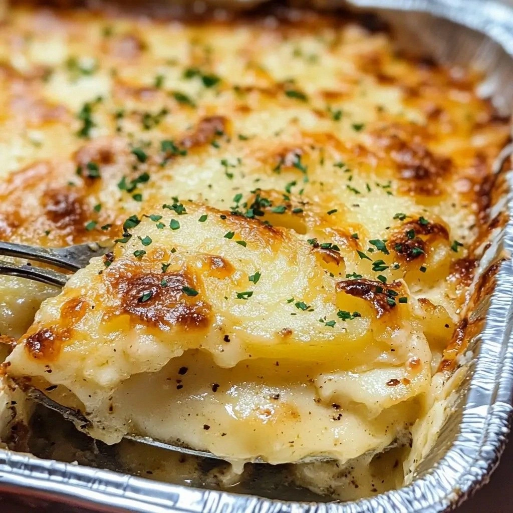 Cheesy Garlic Scalloped Potato