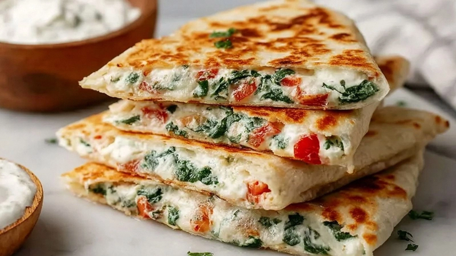 Cheesy Mediterranean Quesadill