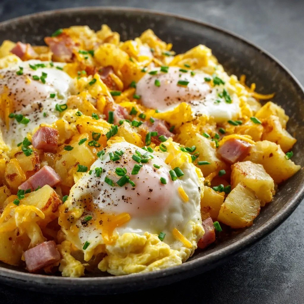 Cheesy Potato Egg Scramble (Th