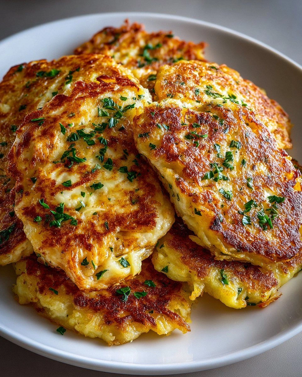 Cheesy Potato Pancakes with Chicken & Mozzarella: Crispy on the Outside, Melty on the Inside, and Impossible to Resist
