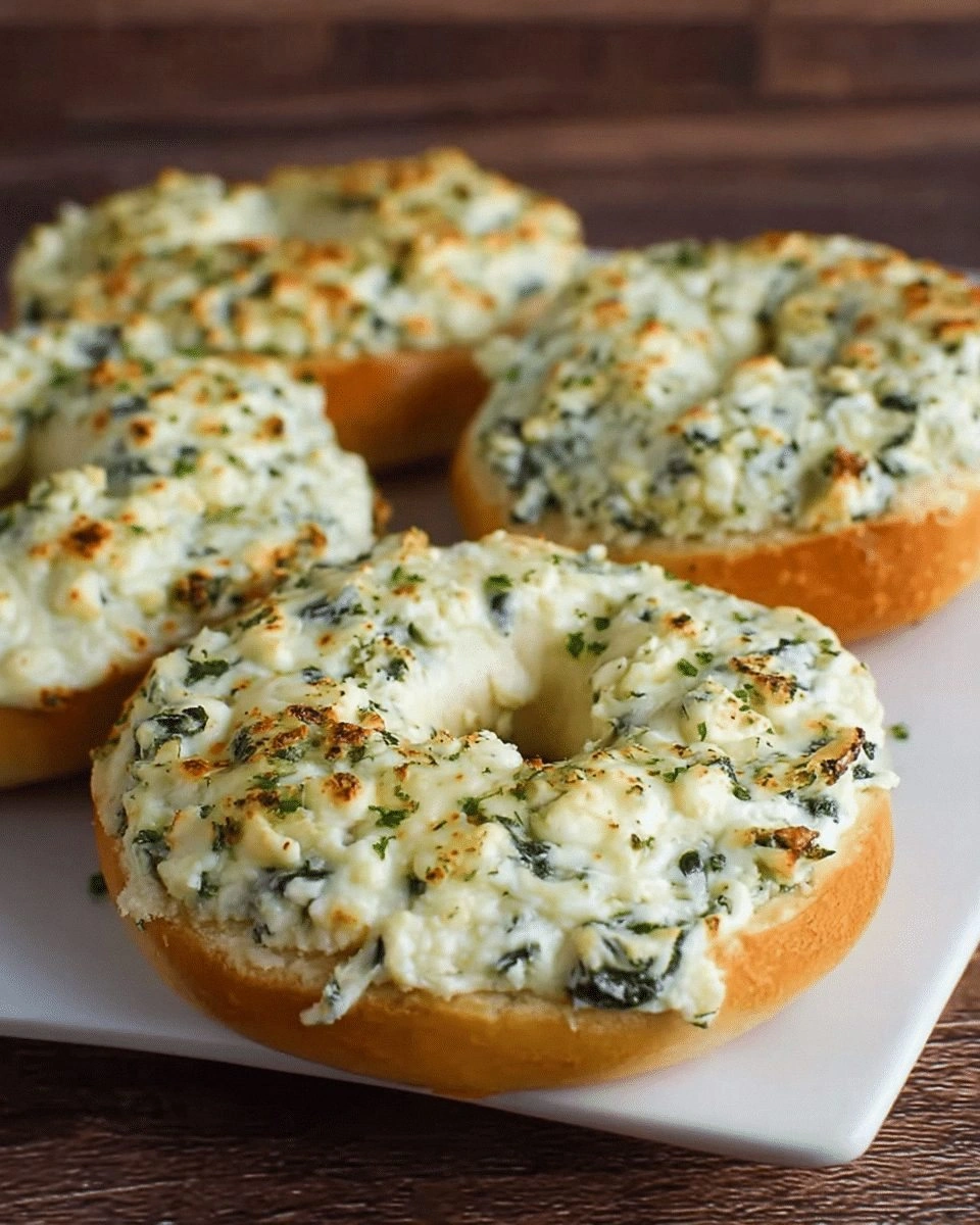 Cheesy Spinach-Artichoke Bagel