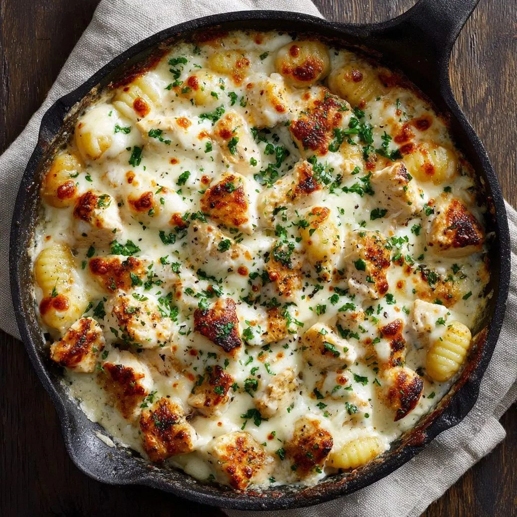 Chicken Alfredo Gnocchi Bake: 