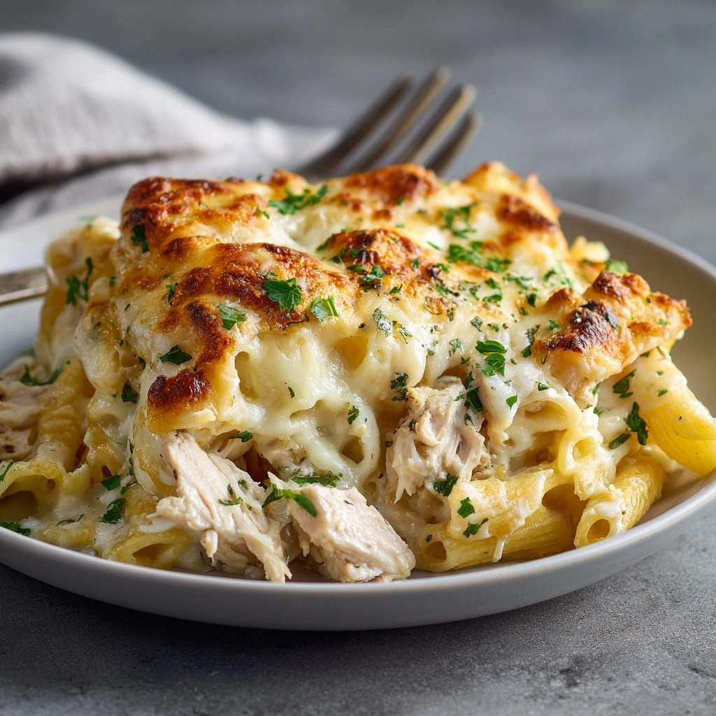 Chicken Alfredo Pasta Bake : E