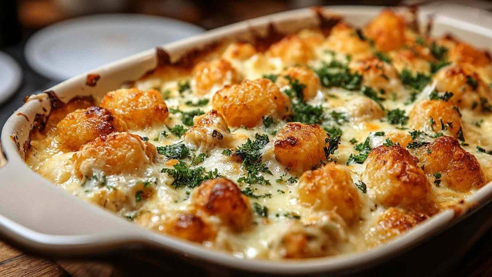 Chicken Alfredo Tater Tot Cass