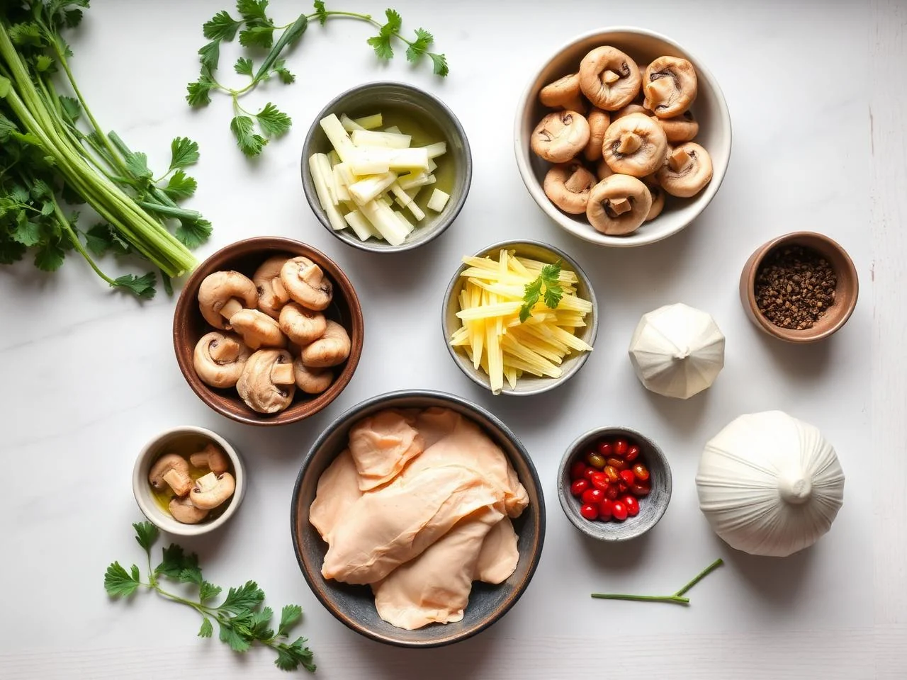 Ingredients for Chicken And Mushroom Crepes Casserole