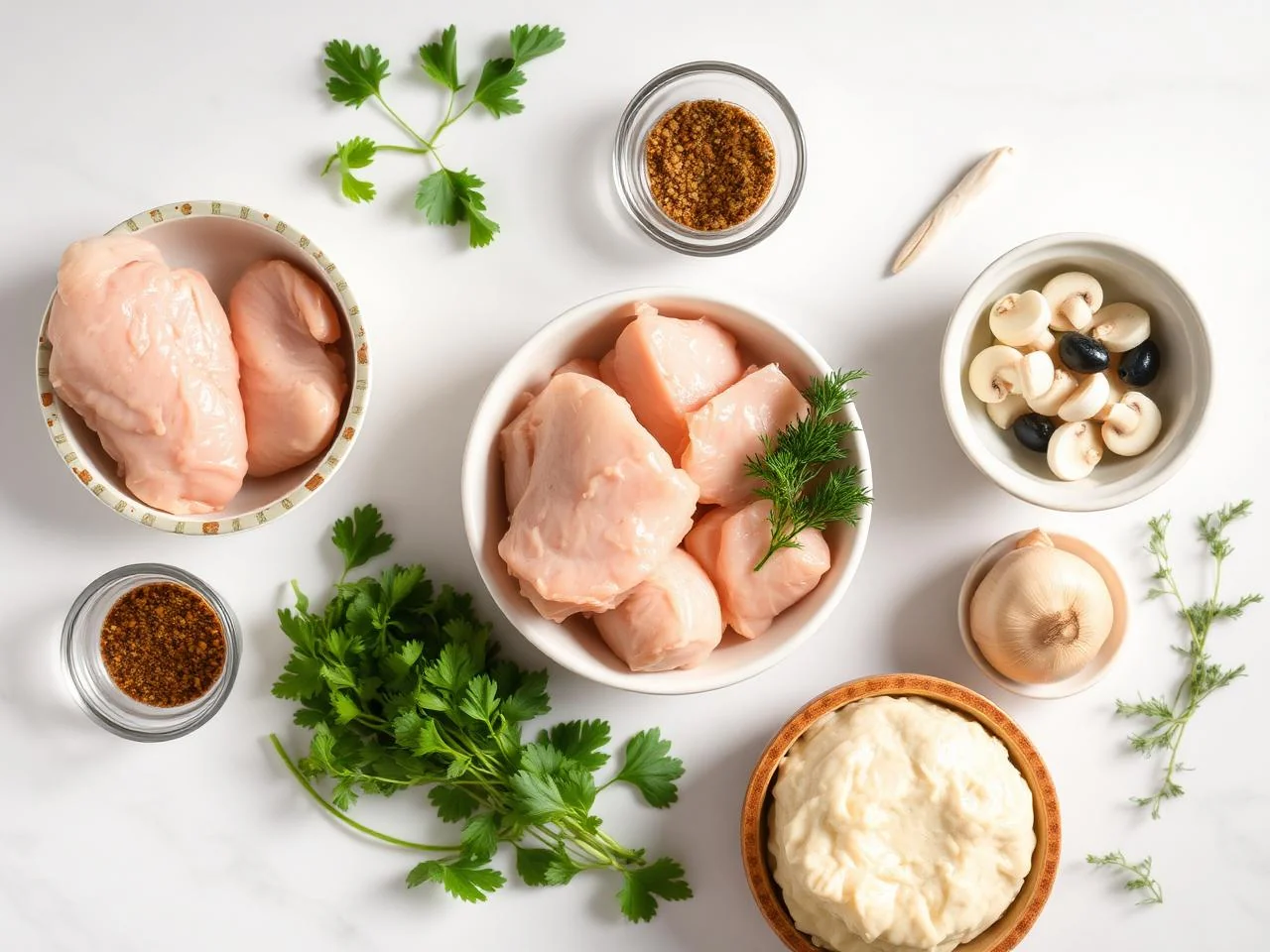 Ingredients for Chicken And Mushroom Crepes