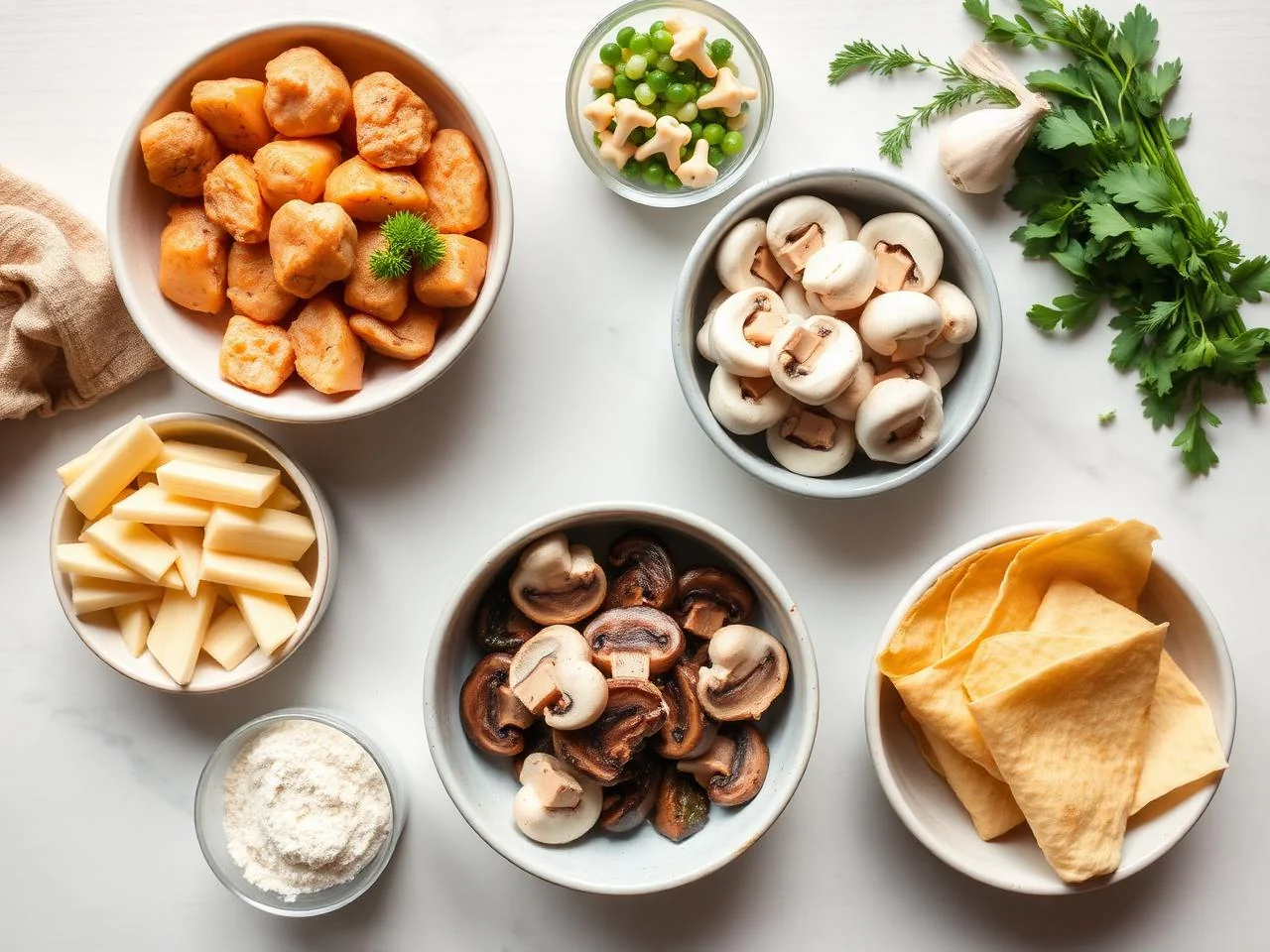 Ingredients for Chicken And Mushroom Crepes