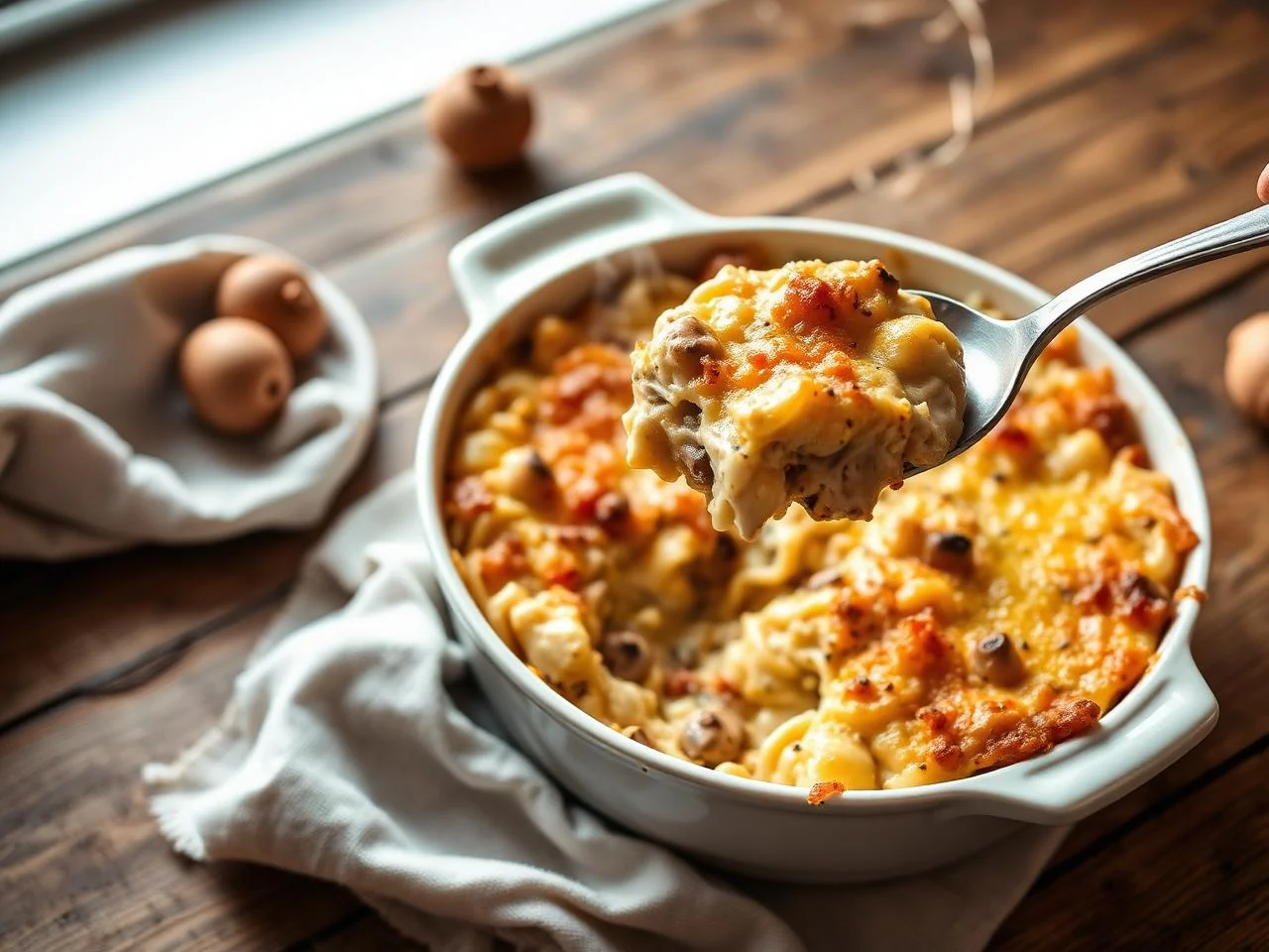 Chicken And Mushroom Pasta Bake
