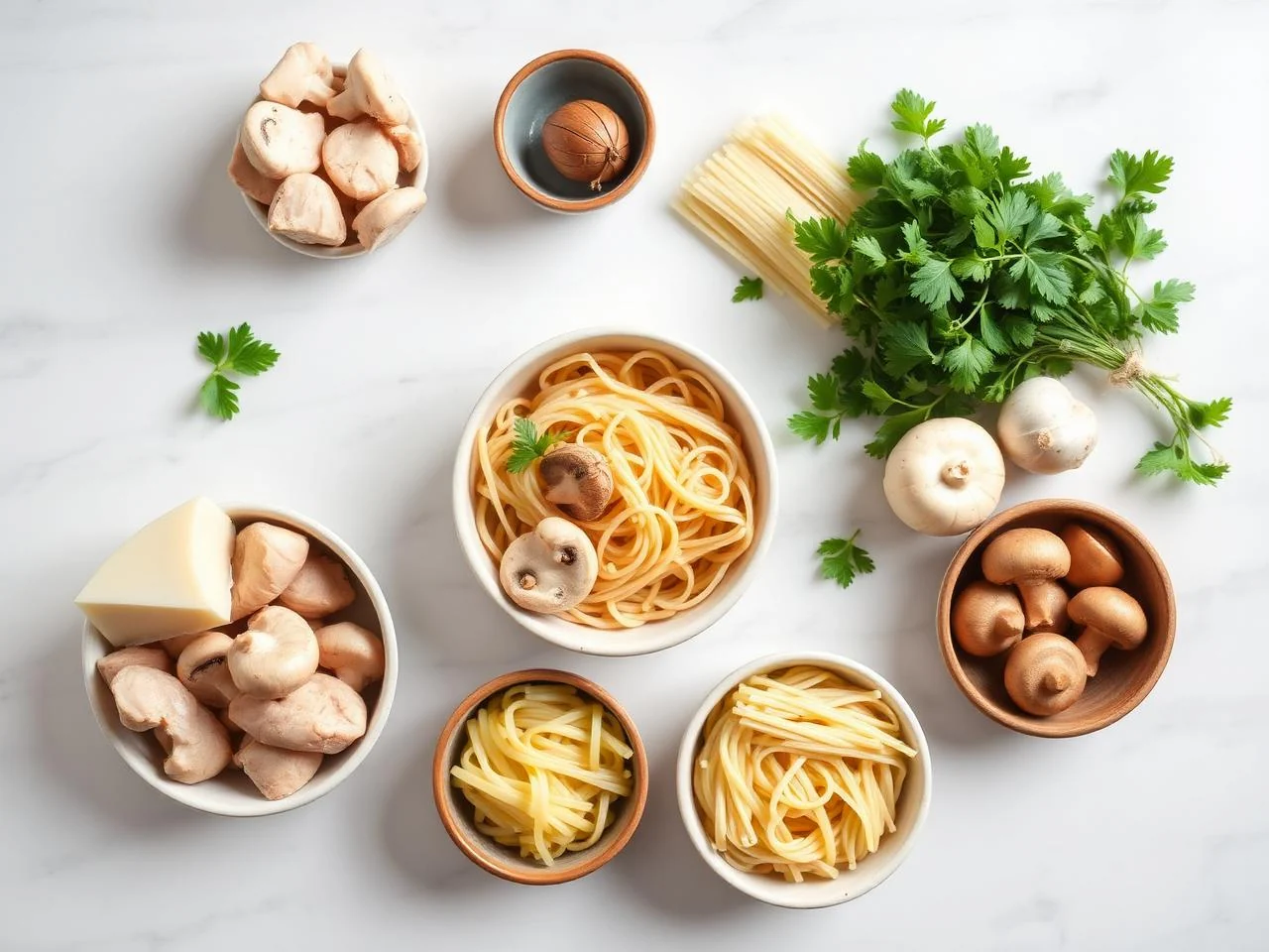 Ingredients for Chicken And Mushroom Pasta