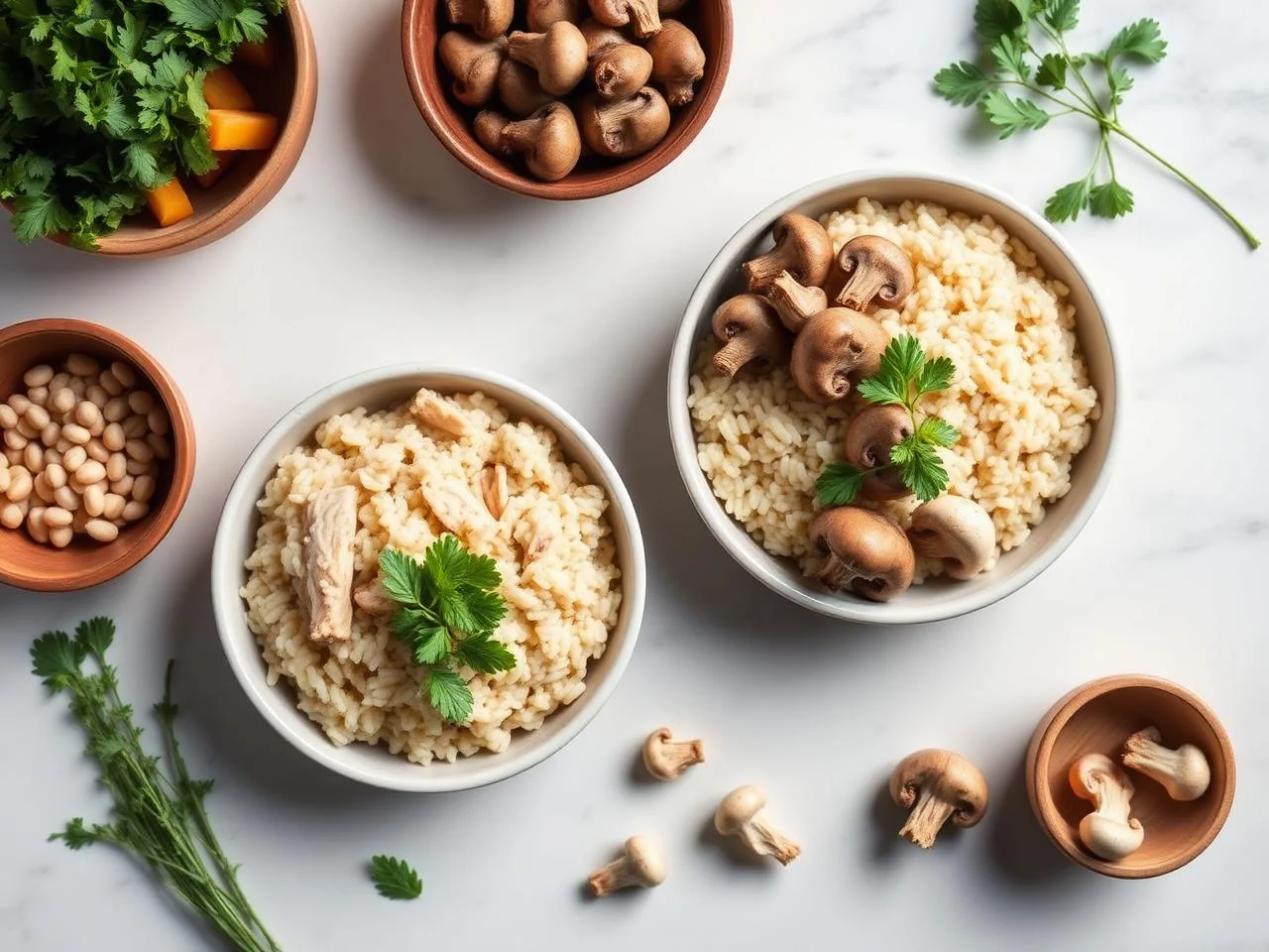 Ingredients for Chicken And Mushroom Risotto Bowl