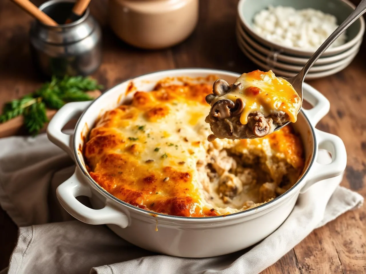 Chicken And Mushroom Stroganoff Casserole