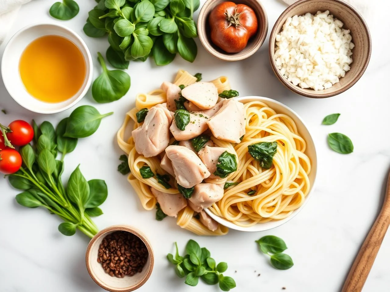 Ingredients for Chicken And Spinach Pasta