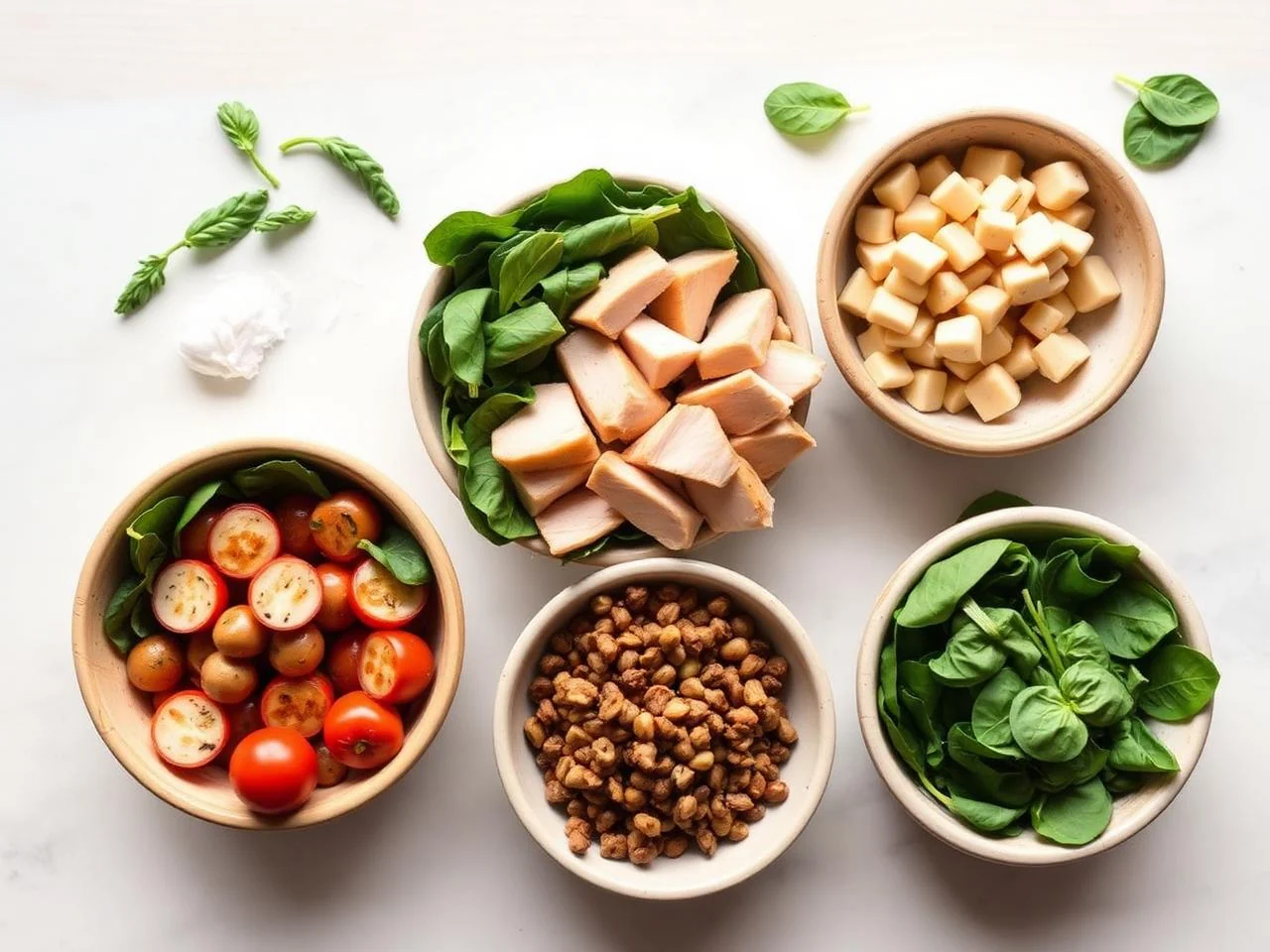 Ingredients for Chicken And Spinach Salad Bowl