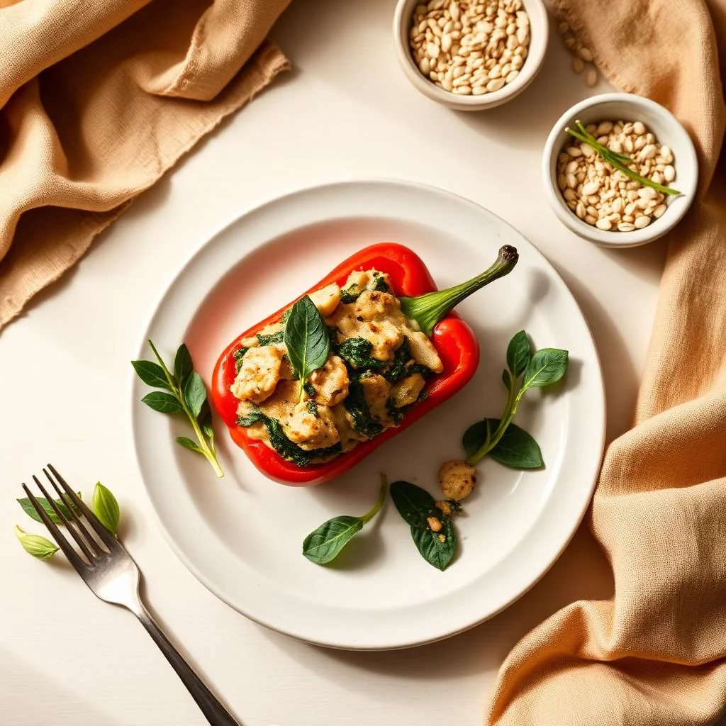 Chicken And Spinach Stuffed Bell Peppers