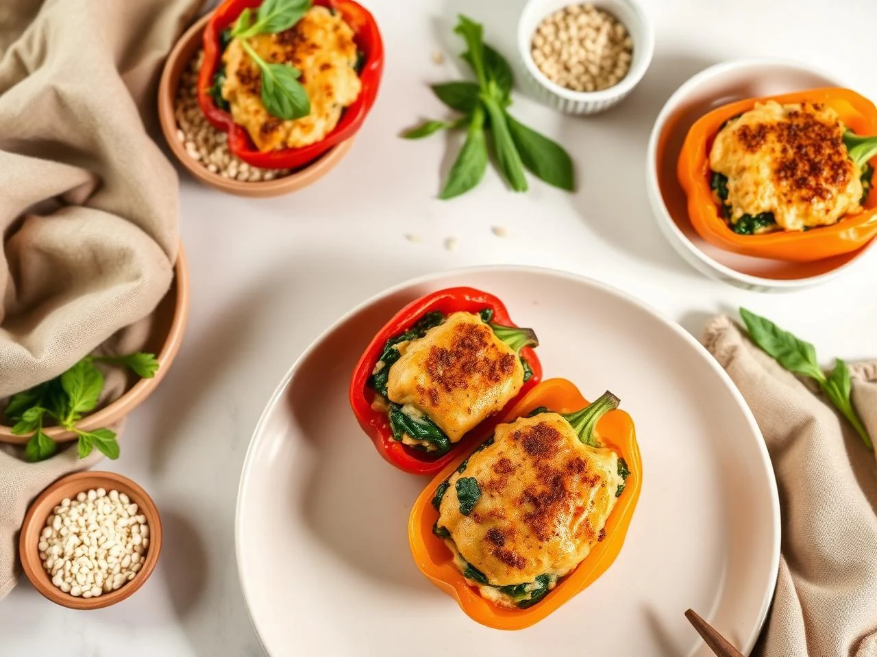 Chicken And Spinach Stuffed Bell Peppers