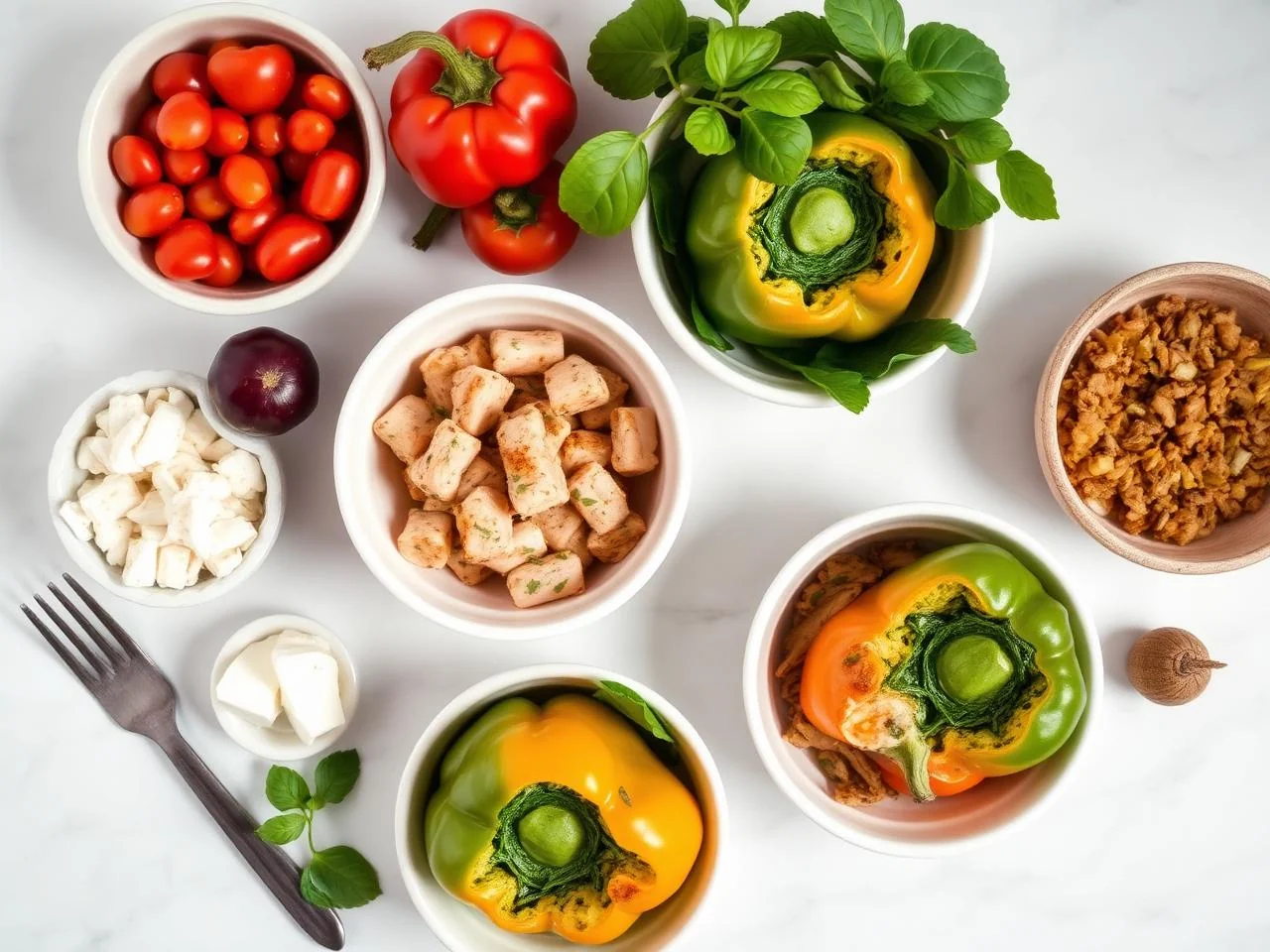 Ingredients for Chicken And Spinach Stuffed Bell Peppers