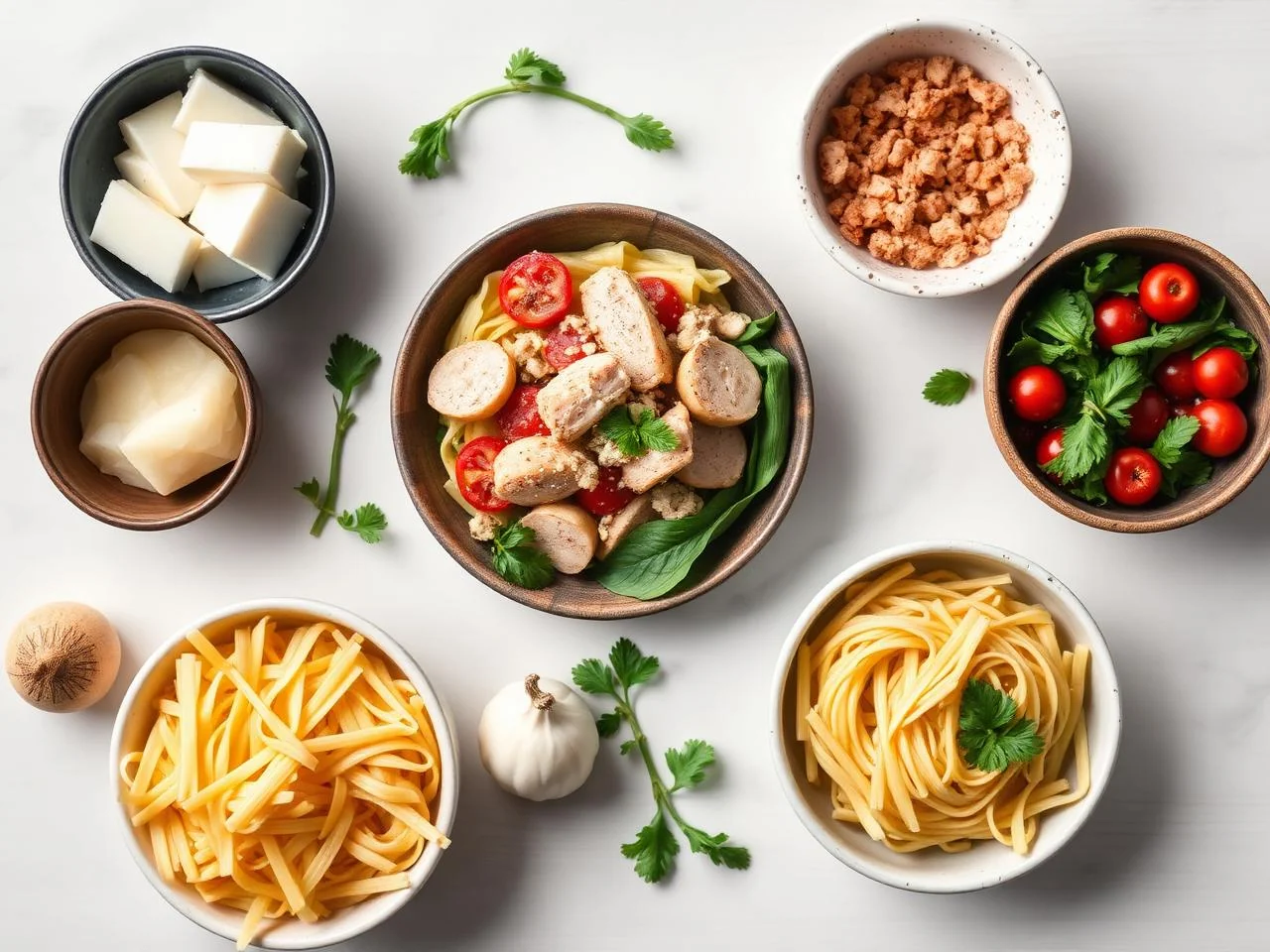Ingredients for Chicken Caesar Pasta Salad