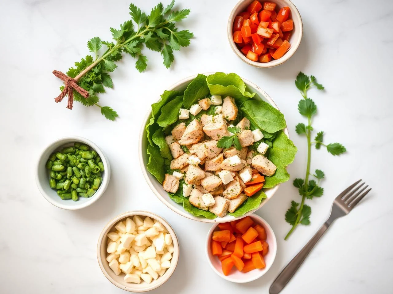 Ingredients for Chicken Caesar Salad Bowl
