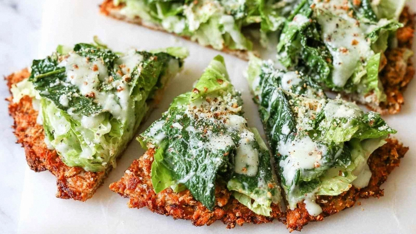 Chicken Crust Caesar Salad Piz